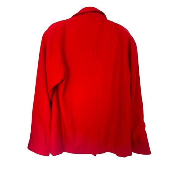Stephane Mathews II Vintage Red Wool Blend Pea Coat Gold Button Womens Size 8 - Picture 3 of 9